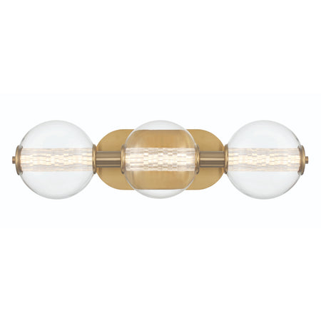 Eurofase Atomo 25" 3-Light Vanity, Gold with Clear Glass, front view