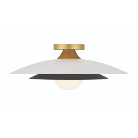 Eurofase Welsh 18" LED Flush Mount, Matte White with White Glass, front view
