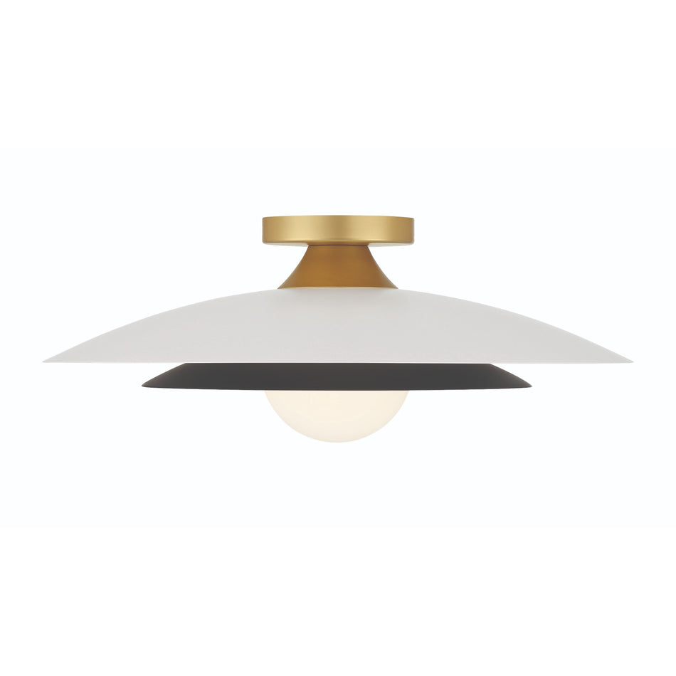 Eurofase Welsh 18" LED Flush Mount, Matte White with White Glass, front view