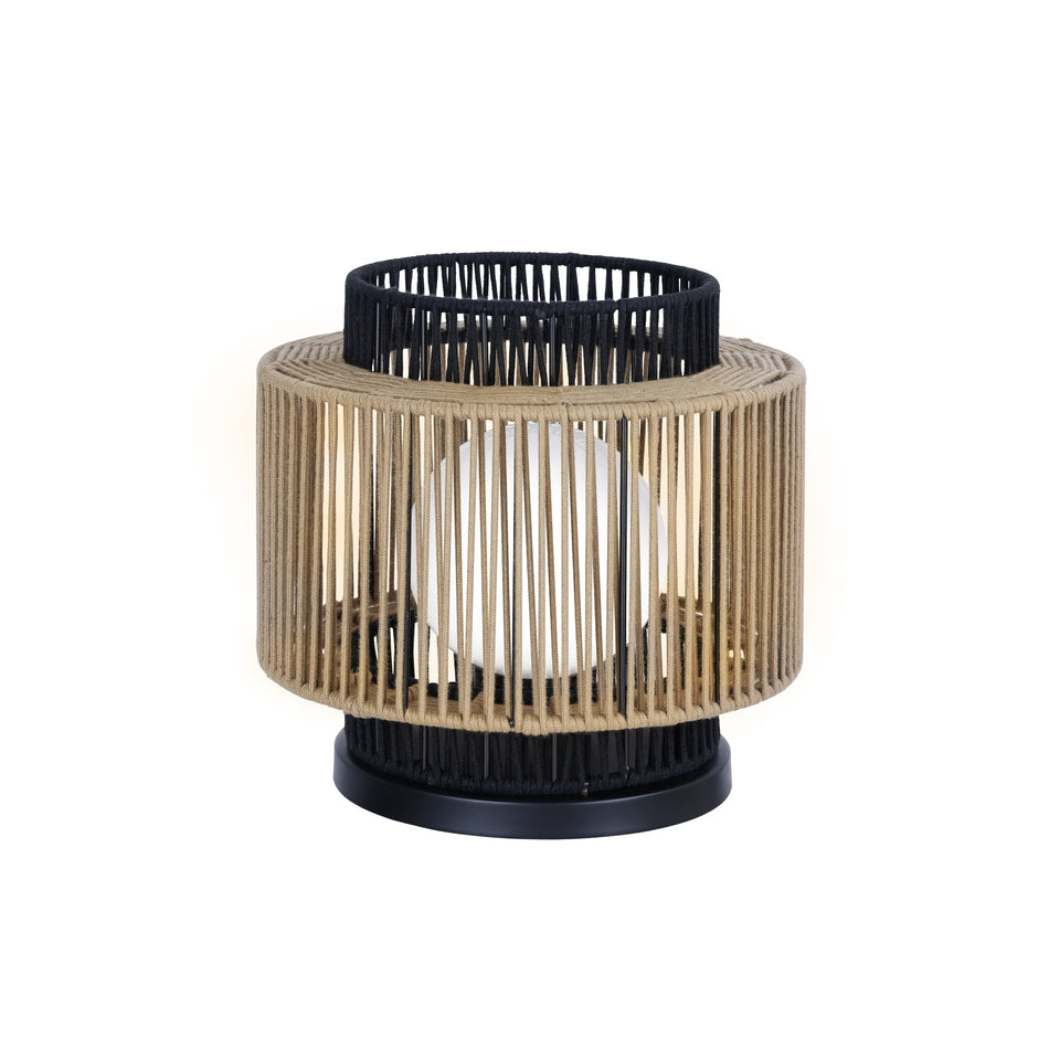 Eurofase Aden 17" Outdoor Wall Light, Matte Black with Brown Rope, front view
