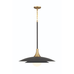 Eurofase Welsh 30" LED Pendant, Matte Black with White Glass, front view