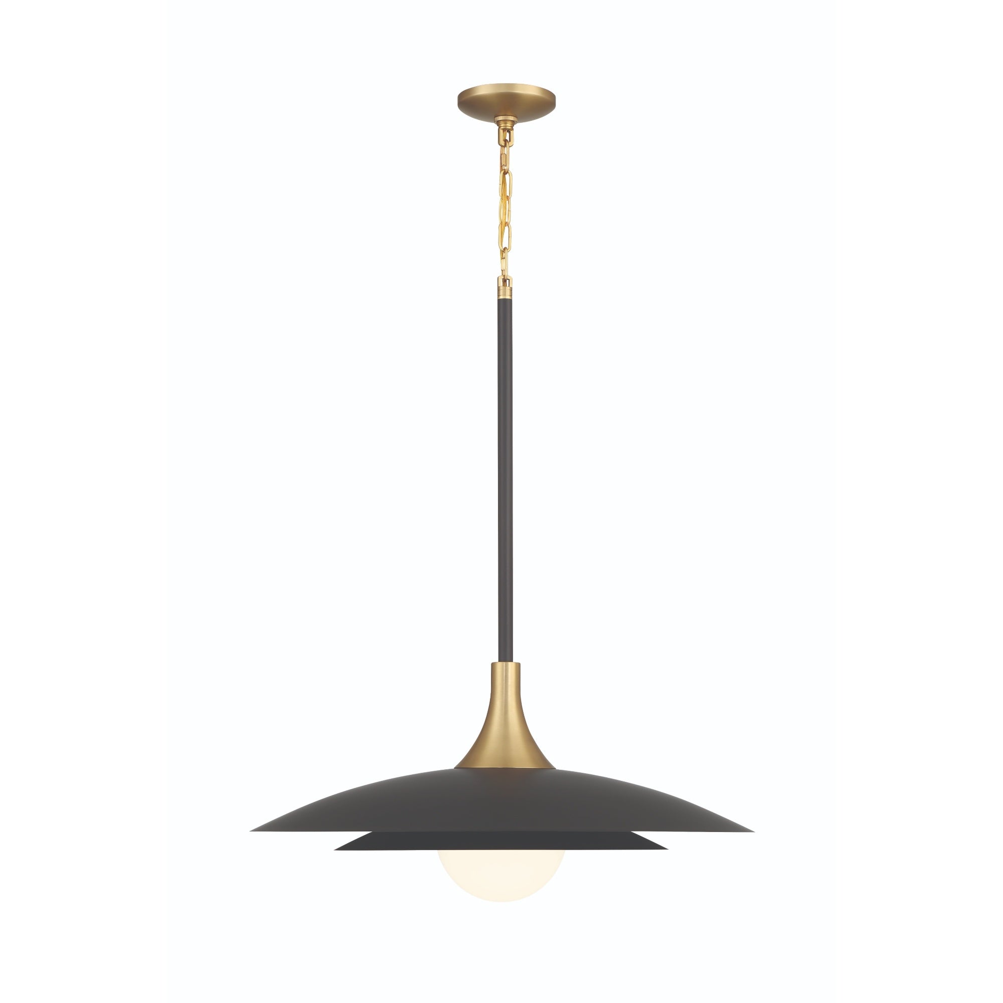 Eurofase Welsh 30" LED Pendant, Matte Black with White Glass, front view