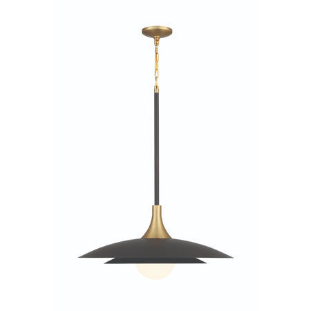 Eurofase Welsh 30" LED Pendant, Matte Black with White Glass, front view