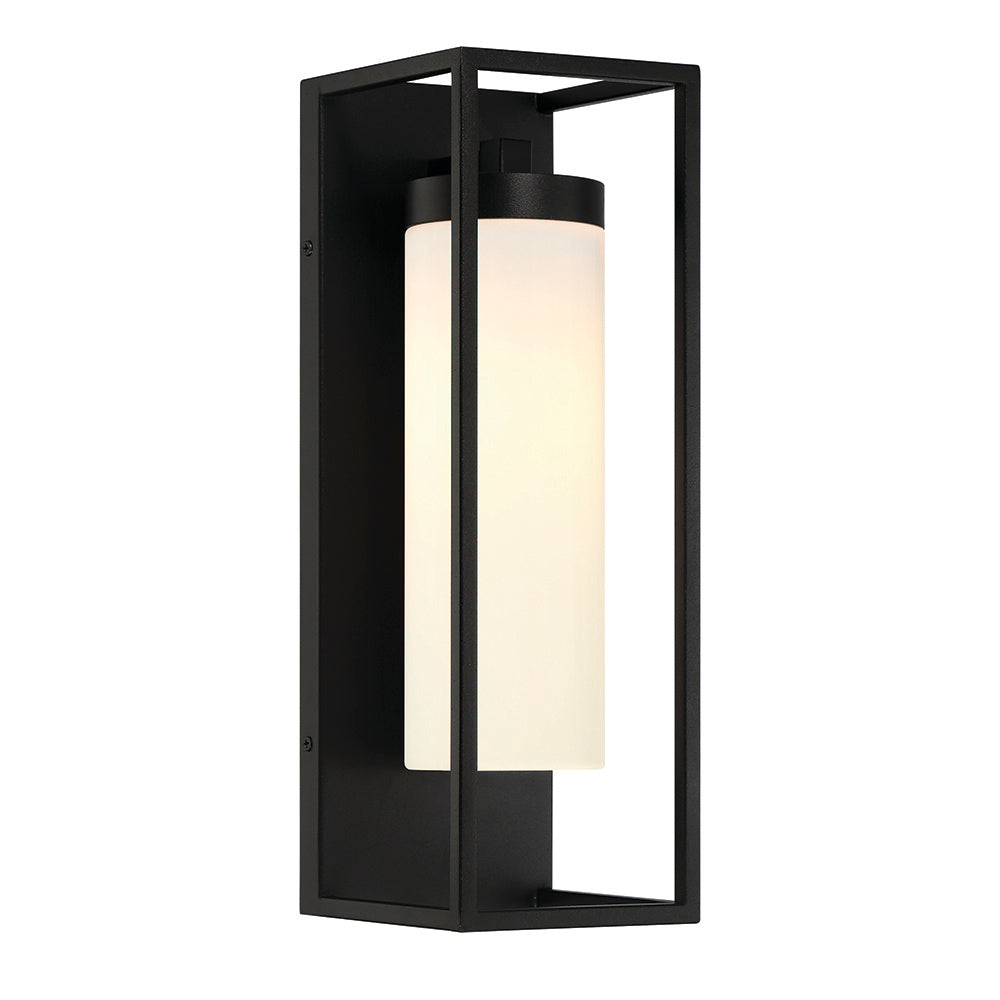 Eurofase Ren 17" Outdoor Wall Light, Powder Coat Black with White Glass, front view