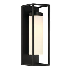 Eurofase Ren 17" Outdoor Wall Light, Powder Coat Black with White Glass, front view