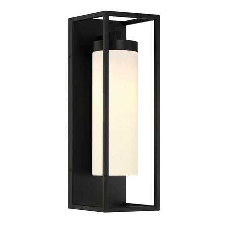 Eurofase Ren 17" Outdoor Wall Light, Powder Coat Black with White Glass, front view