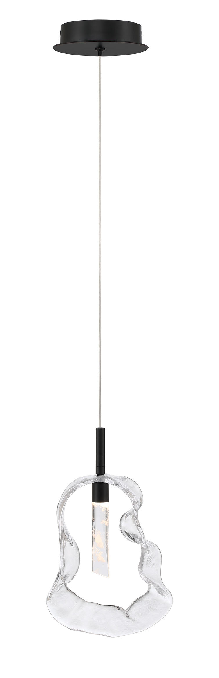 Eurofase Norah 13" Pendant, Matte Black with Clear Glass, front view