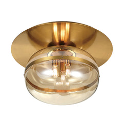 Eurofase Nottingham 20" 3-Light Flush Mount, Antique Brass with Amber Glass, front view