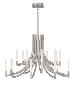Eurofase Olette 42" 20-Light LED Chandelier, Brushed Nickel with Frosted Acrylic, front view