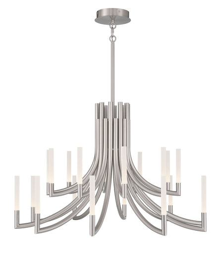 Eurofase Olette 42" 20-Light LED Chandelier, Brushed Nickel with Frosted Acrylic, front view