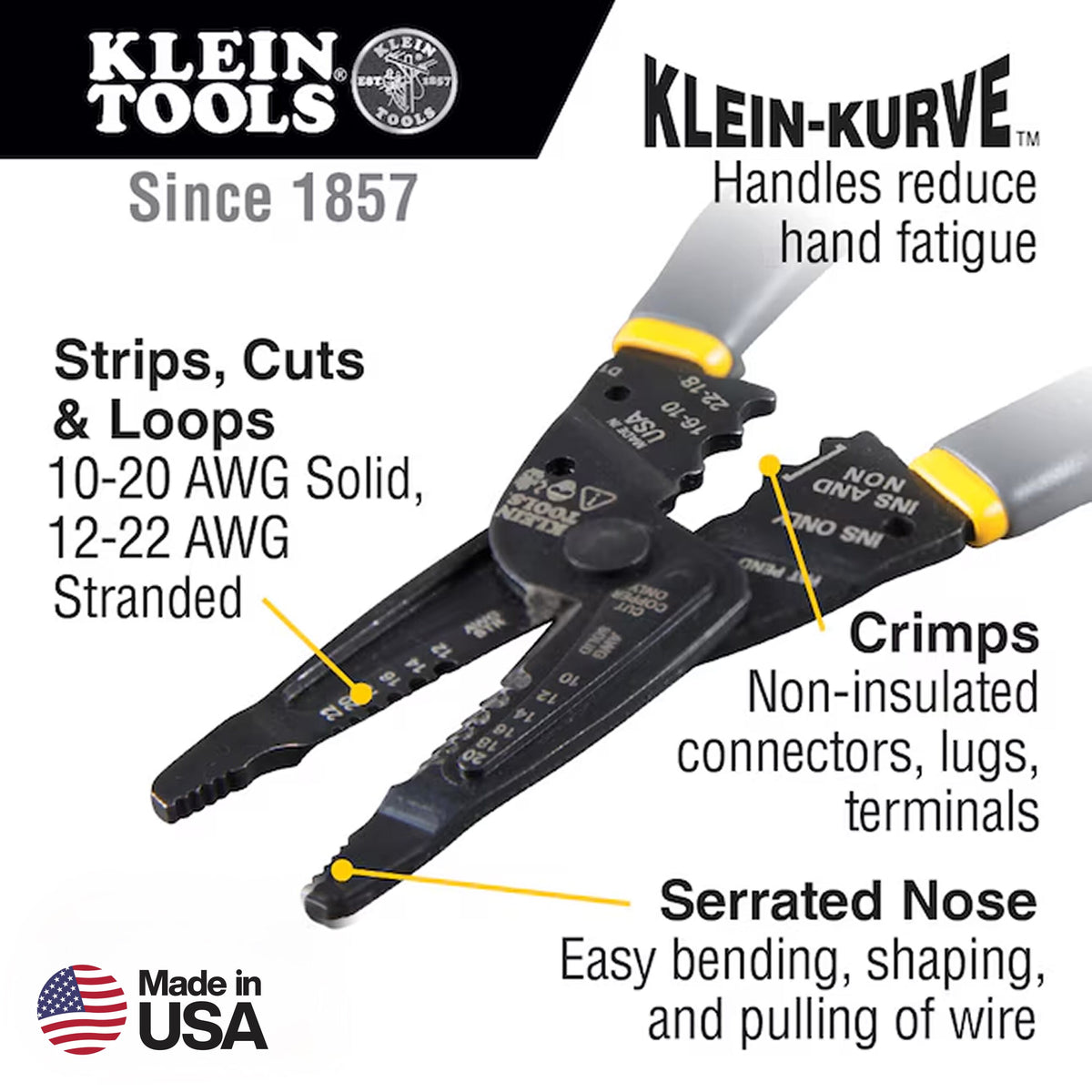 Klein-Kurve® Long-Nose Wire Stripper/Crimper