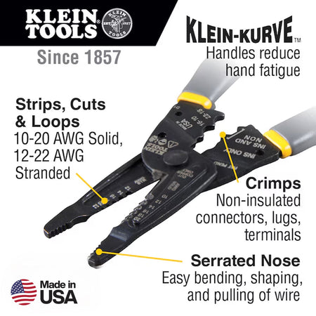 Klein-Kurve® Long-Nose Wire Stripper/Crimper
