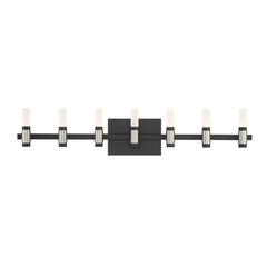 Eurofase Albany 32" 7-Light LED Vanity, Silver-Black Mix with White Acrylic, front view