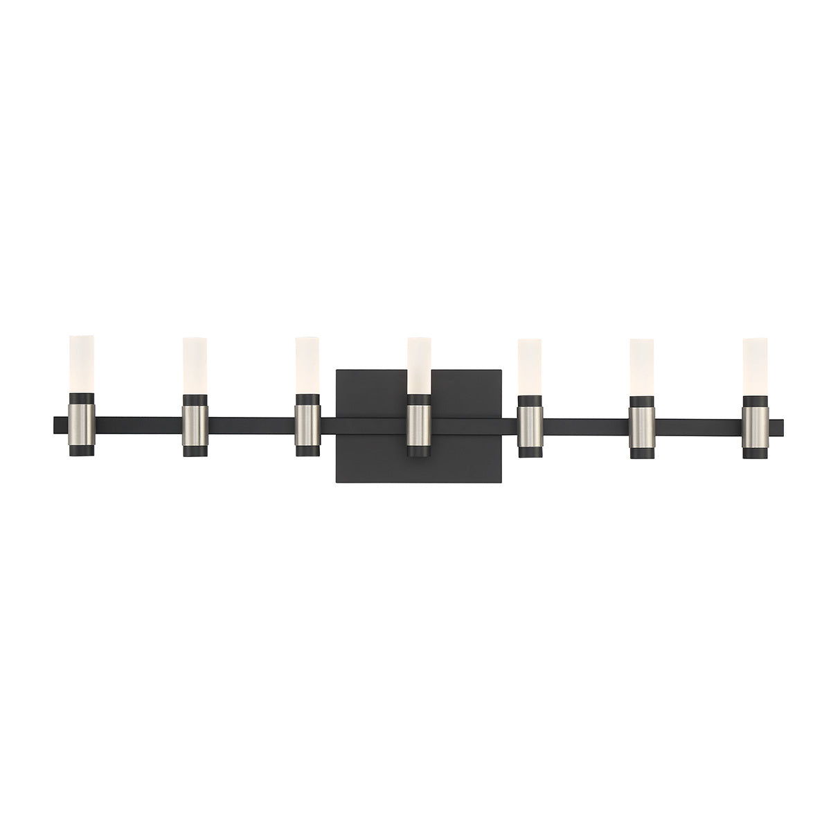 Eurofase Albany 32" 7-Light LED Vanity, Silver-Black Mix with White Acrylic, front view