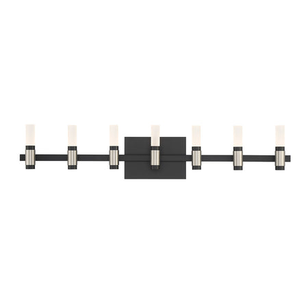 Eurofase Albany 32" 7-Light LED Vanity, Silver-Black Mix with White Acrylic, front view