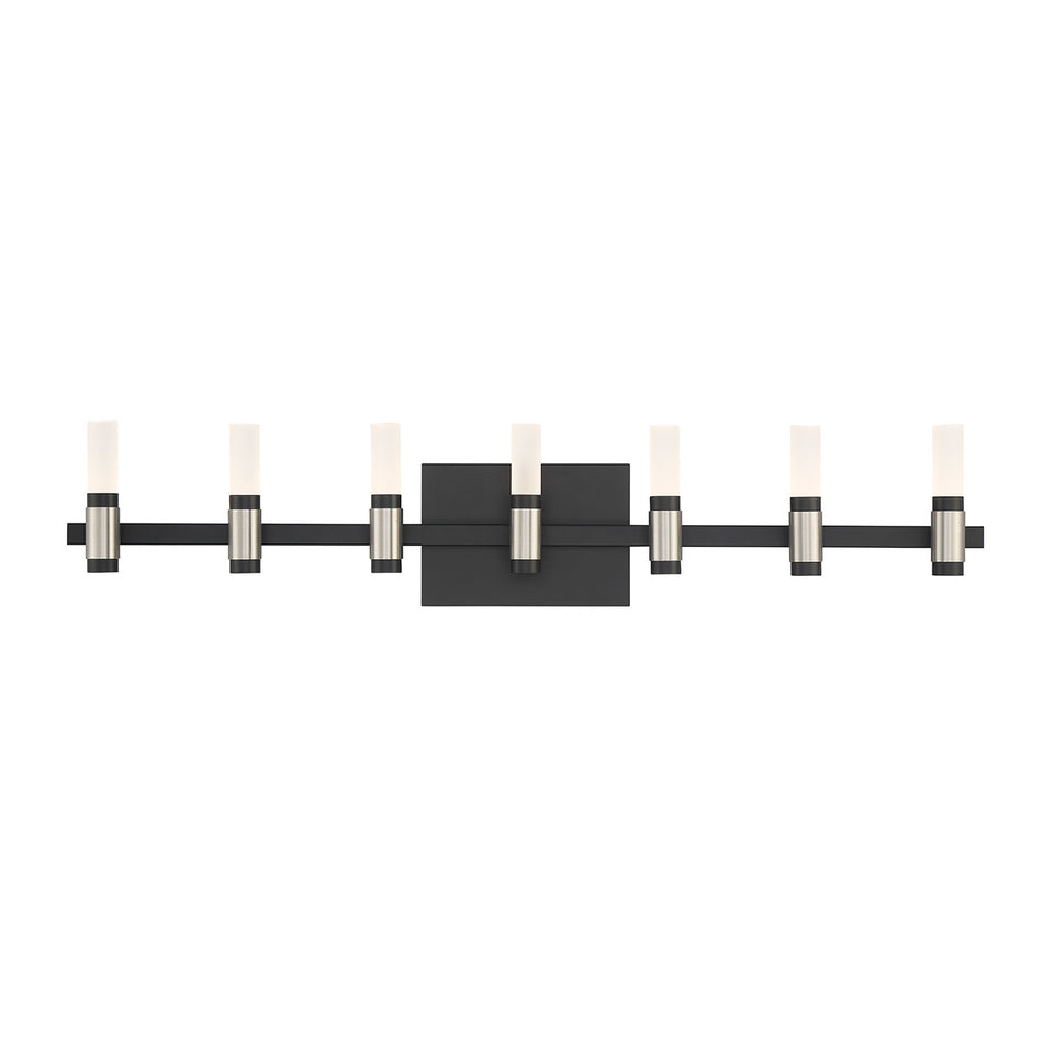 Eurofase Albany 32" 7-Light LED Vanity, Silver-Black Mix with White Acrylic, front view