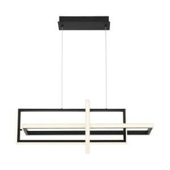 Eurofase Bordo 38" 3-Light LED Chandelier, Matte Black with White Acrylic, front view