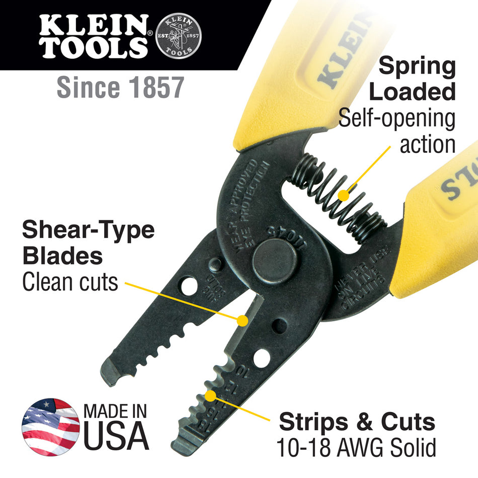 Klein Tools 11045 Wire Stripper/Cutter (10-18 AWG Solid) - feature detail