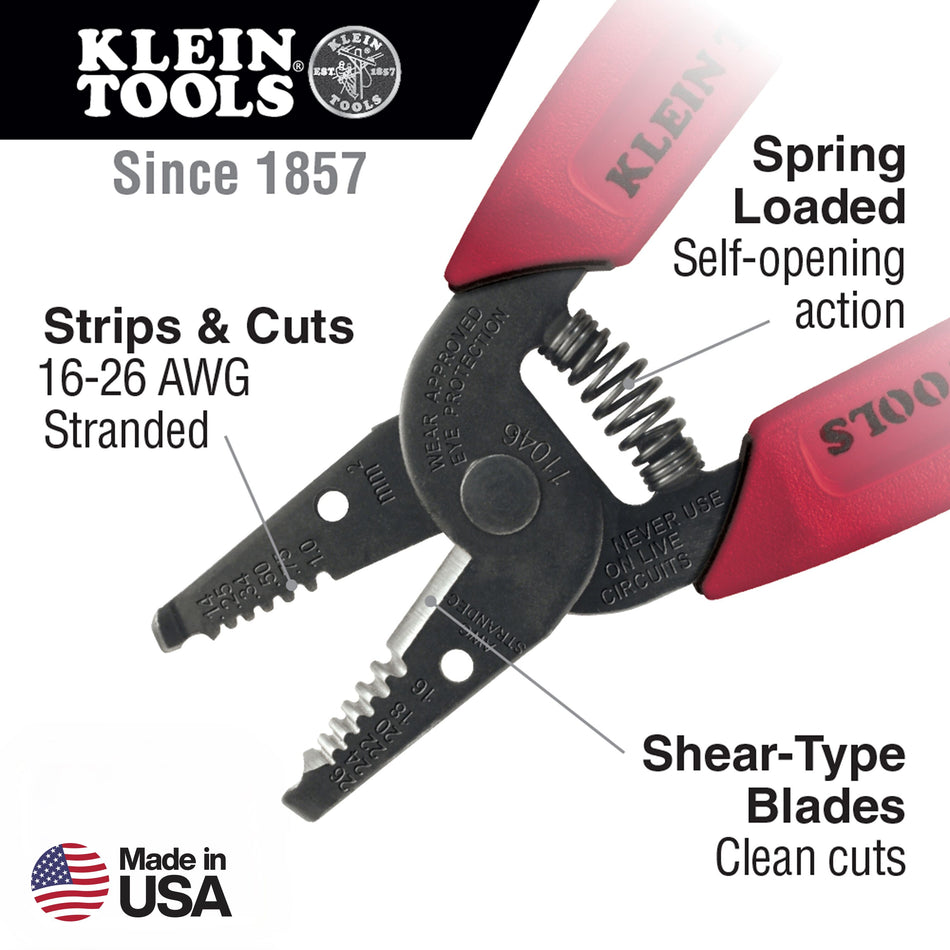 Klein Tools 11046 Wire Stripper/Cutter 16-26 AWG Stranded - additional view
