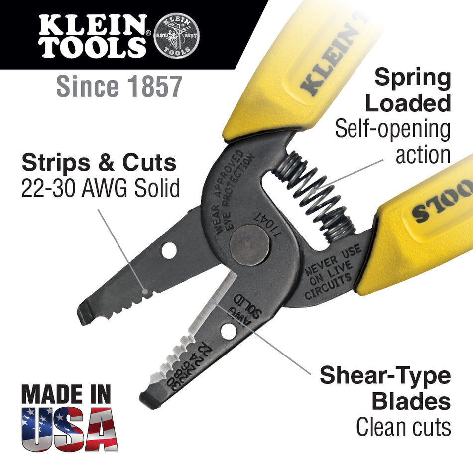 Klein Tools 11047 Wire Stripper/Cutter, 22-30 AWG Solid Wire - feature detail