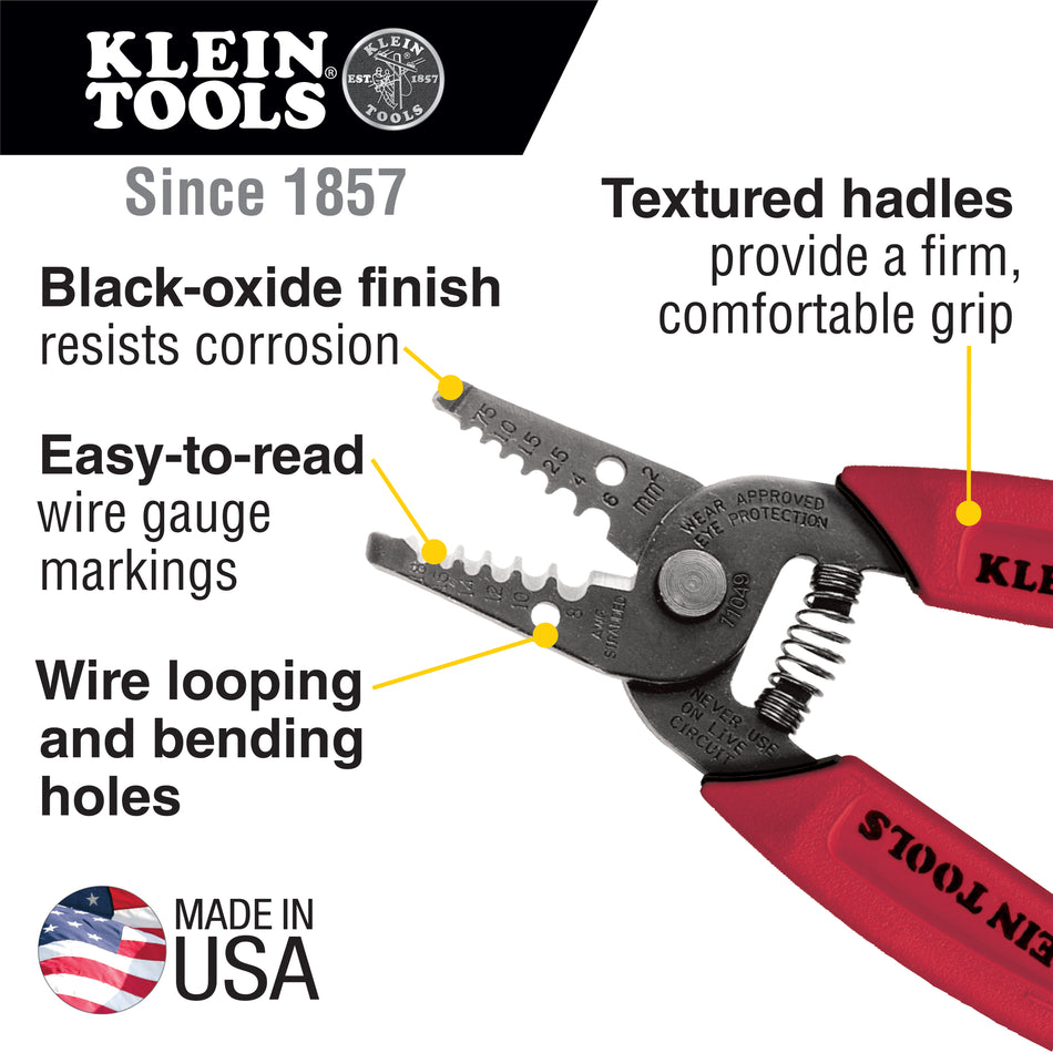 Klein Tools 11049 Wire Stripper/Cutter for 8-16 AWG Stranded Wire - additional view