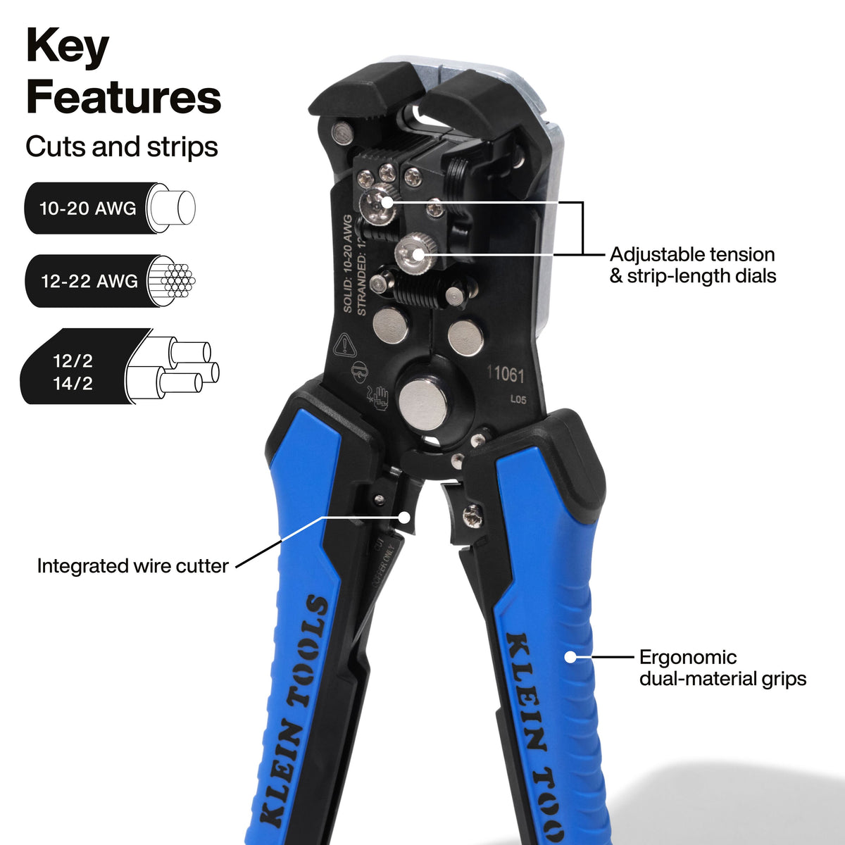 Wire Stripper and Cutter, Self-Adjusting