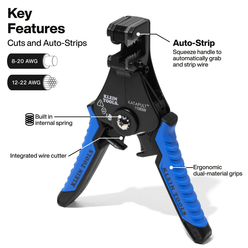 Klein Tools 11063W 11063W  Katapult® Wire Stripper & Cutter for Solid and Stranded Wire - additional view