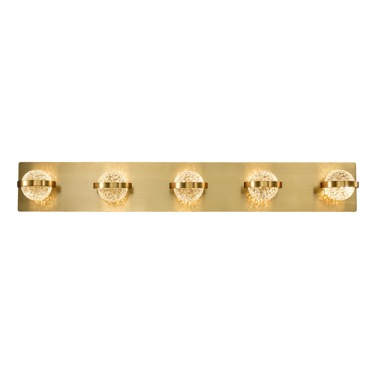 Eurofase Ryder 33" 5-Light LED Vanity, Gold with Clear Glass, front view