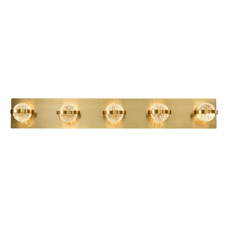 Eurofase Ryder 33" 5-Light LED Vanity, Gold with Clear Glass, front view