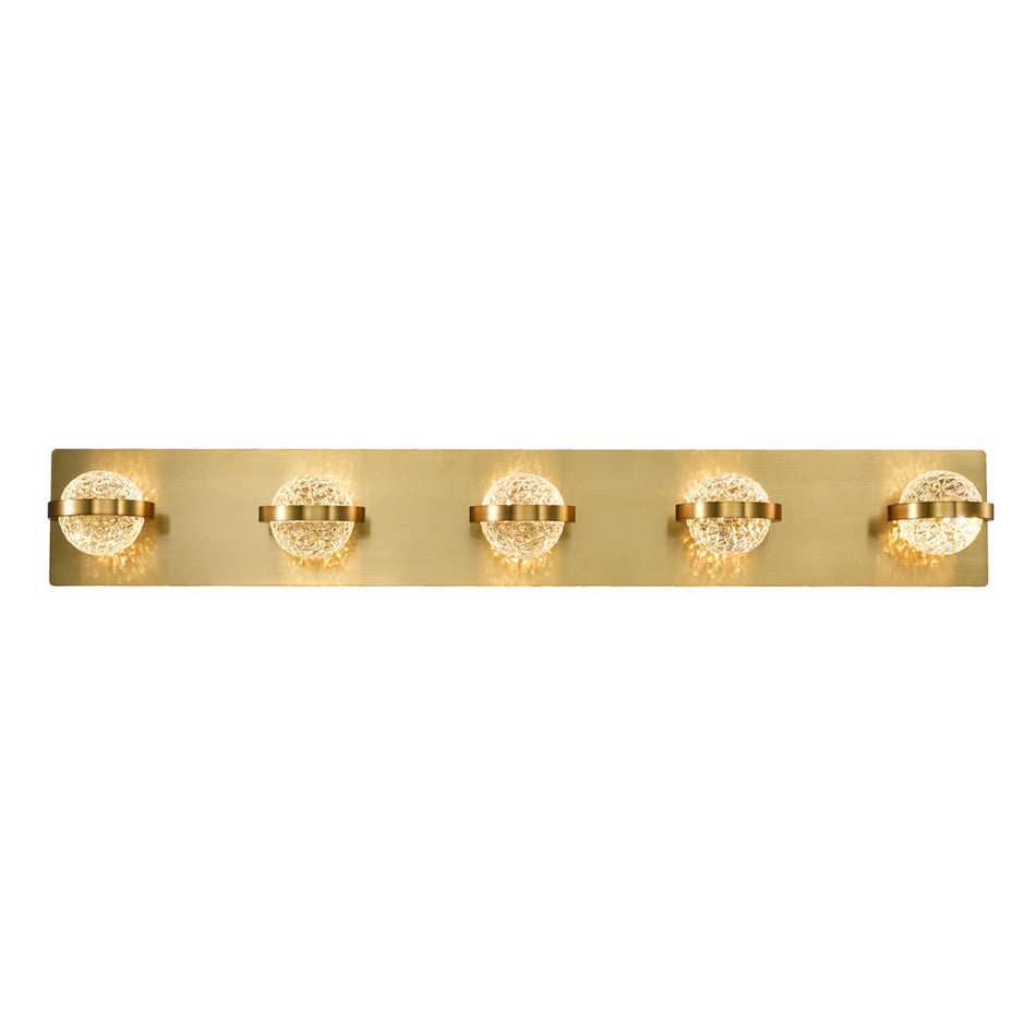 Eurofase Ryder 33" 5-Light LED Vanity, Gold with Clear Glass, front view