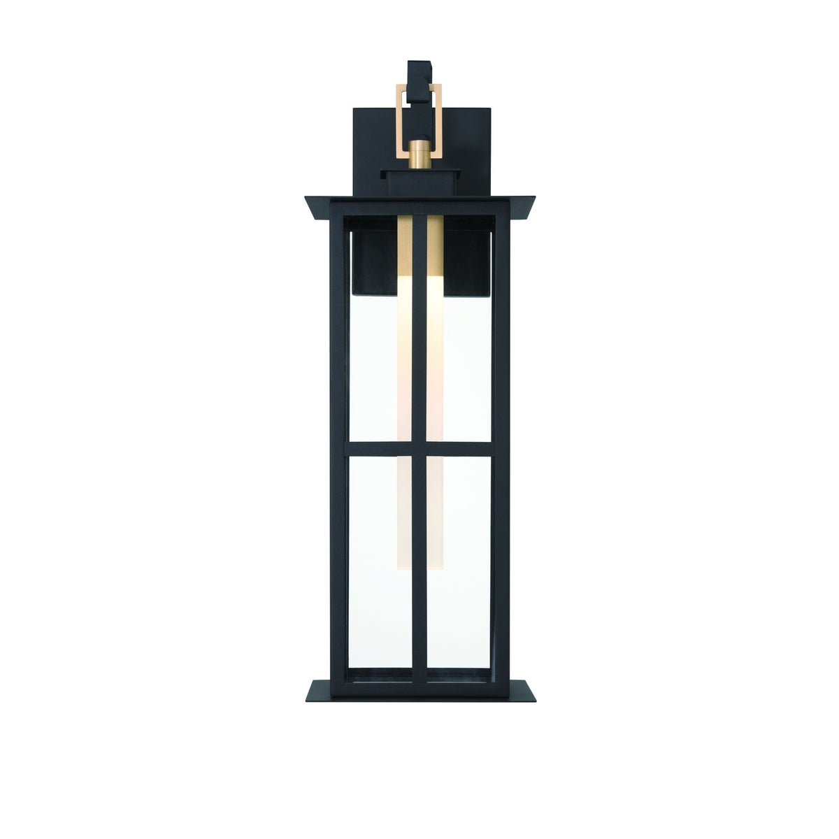 Eurofase Greyson 22" LED Outdoor Wall Light, Brass-Black Mix with Clear Glass, front view