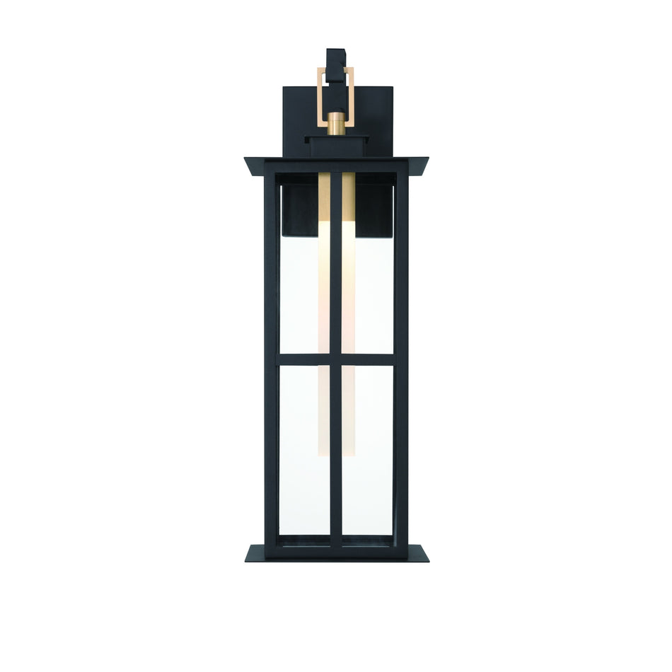 Eurofase Greyson 22" LED Outdoor Wall Light, Brass-Black Mix with Clear Glass, front view