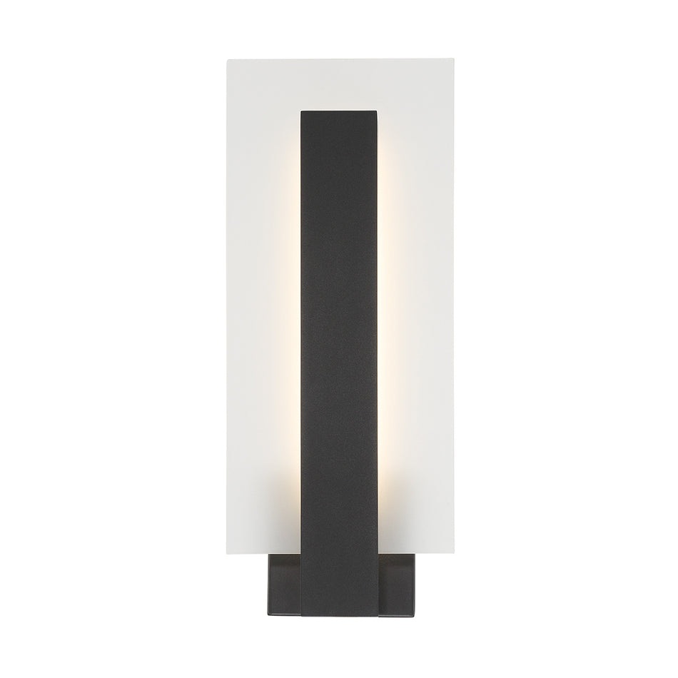 Eurofase Carta 18" LED Outdoor Wall Light, Matte Black with Frosted Glass, front view