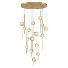 Eurofase Barletta 32" 16-Light LED Chandelier, Gold, front view