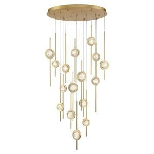 Eurofase Barletta 32" 16-Light LED Chandelier, Gold, front view