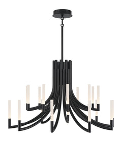 Eurofase Olette 42" 20-Light LED Chandelier, Matte Black with Frosted Acrylic, front view