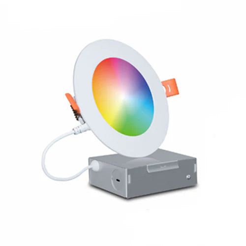 A photo of a , by NXR304WE1WH-10 NEXLEDS NXR304WE1WH-10,4‘’ LED Smart Wifi Rgbcw Slim Panel, 120VAC, 10W, 600 Lumens, 2700K-6500K Tunable, White - NEXLEDS eCommerce - Maple Electric Supply 