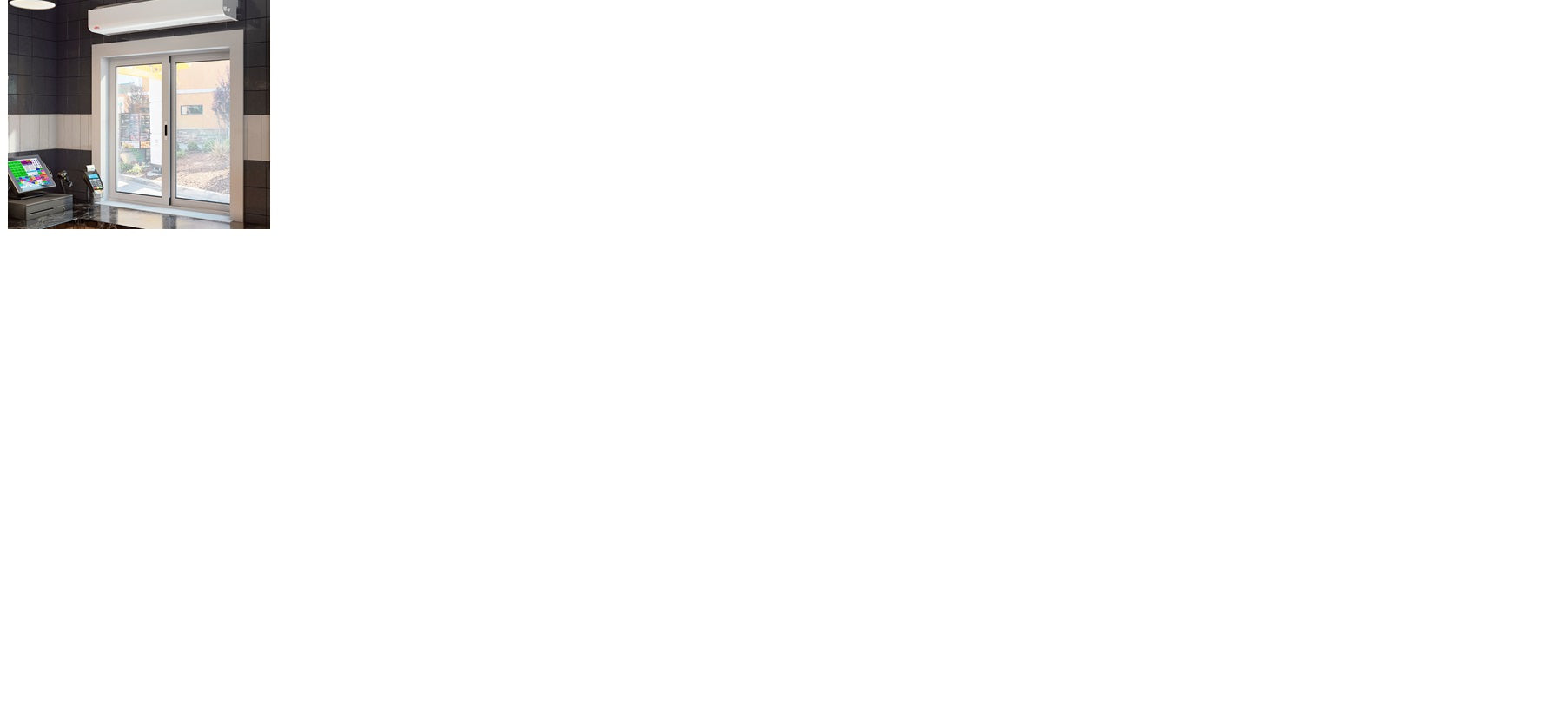 A photo of a , by PA1508E02NA Drive-through/service counters air curtain 2400W 208V traffic white RAL9016, 31" - Ouellet eCommerce - Maple Electric Supply 