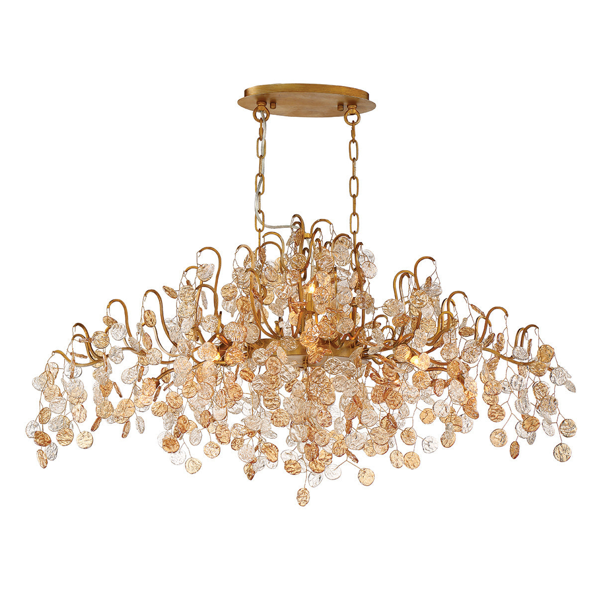 Eurofase Campobasso 45" 10-Light Chandelier, Gold with Mixed Glass, front view