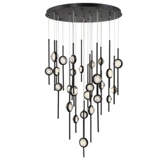 Eurofase Barletta 40" 26-Light LED Chandelier, Anodized Black, front view