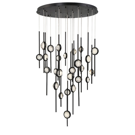 Eurofase Barletta 40" 26-Light LED Chandelier, Anodized Black, front view