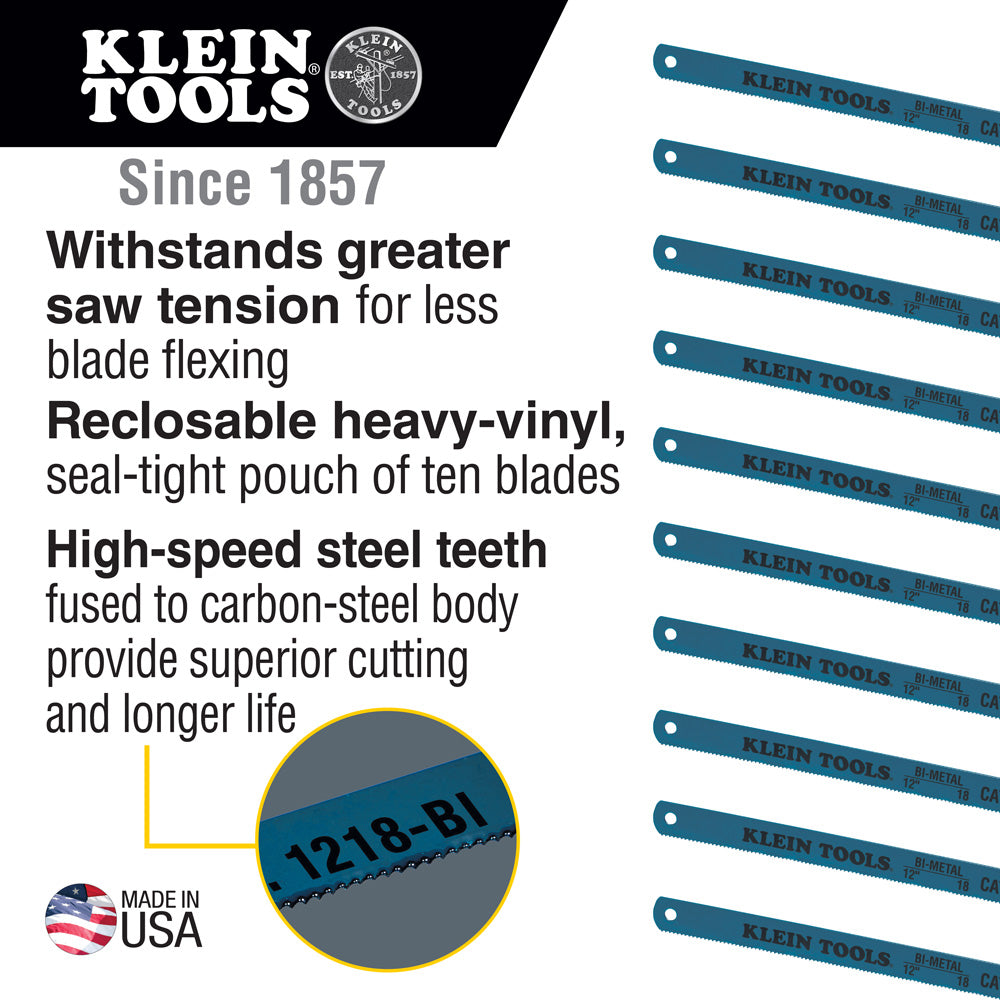 Bi-Metal Blades, 18 TPI, 10-Pack