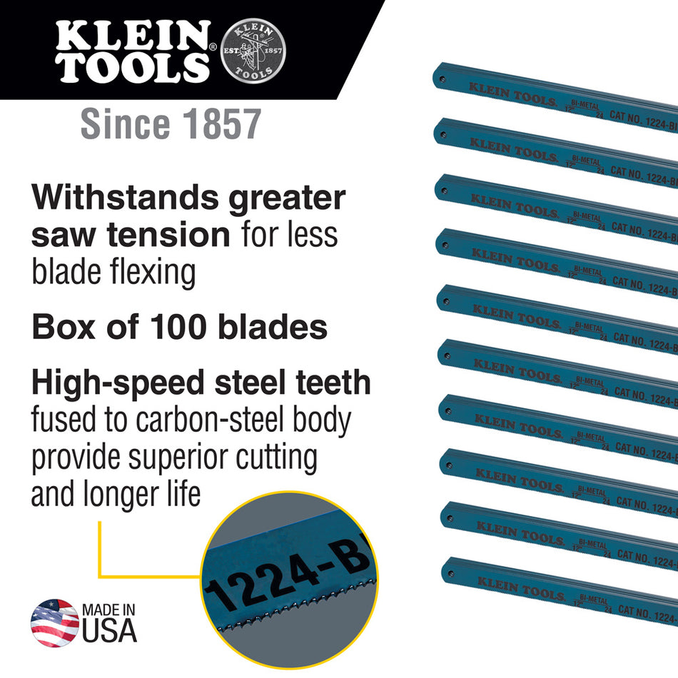Bi-Metal Blades, 12-Inch, 24 TPI, 100-Pack