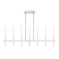 Eurofase Benicio 46" 7-Light LED Chandelier, Polished Nickel with Clear Glass, front view