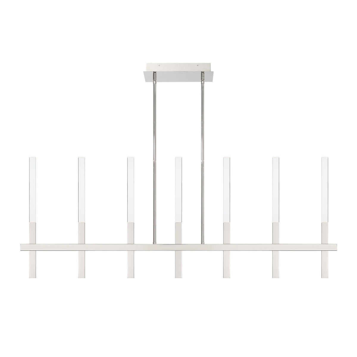 Eurofase Benicio 46" 7-Light LED Chandelier, Polished Nickel with Clear Glass, front view