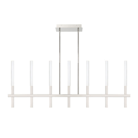Eurofase Benicio 46" 7-Light LED Chandelier, Polished Nickel with Clear Glass, front view