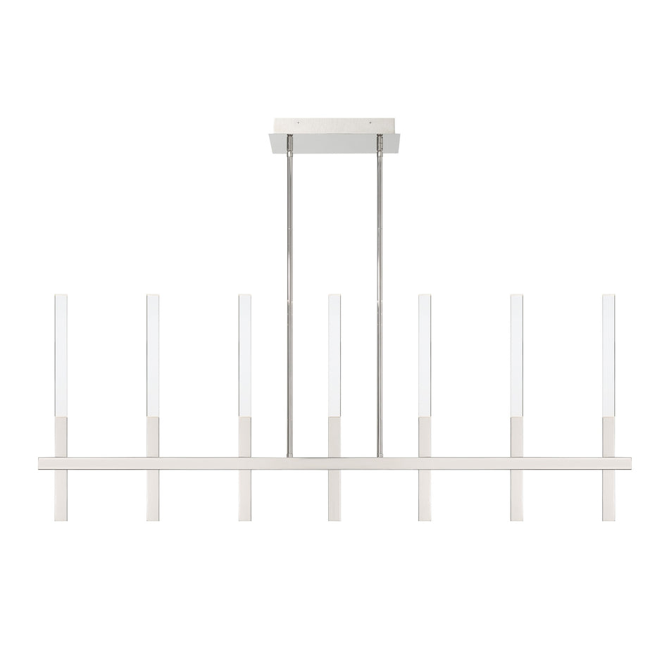 Eurofase Benicio 46" 7-Light LED Chandelier, Polished Nickel with Clear Glass, front view
