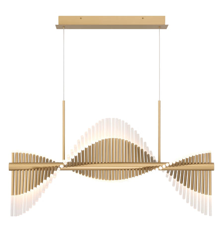 Eurofase Voltik 40" 60-Light LED Chandelier, Matte Gold with Frosted Acrylic, front view