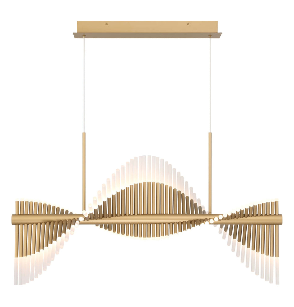 Eurofase Voltik 40" 60-Light LED Chandelier, Matte Gold with Frosted Acrylic, front view