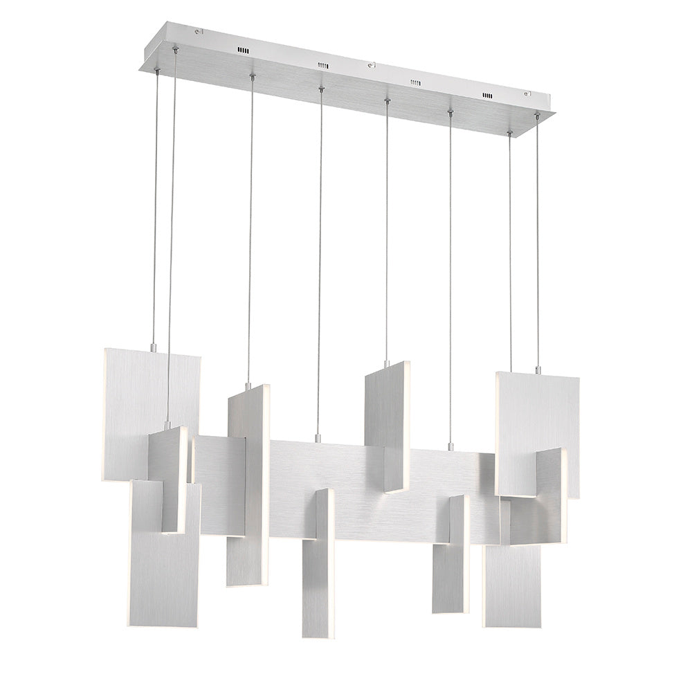 Eurofase Coburg 42" 3-Light LED Chandelier, Anodized Silver, front view